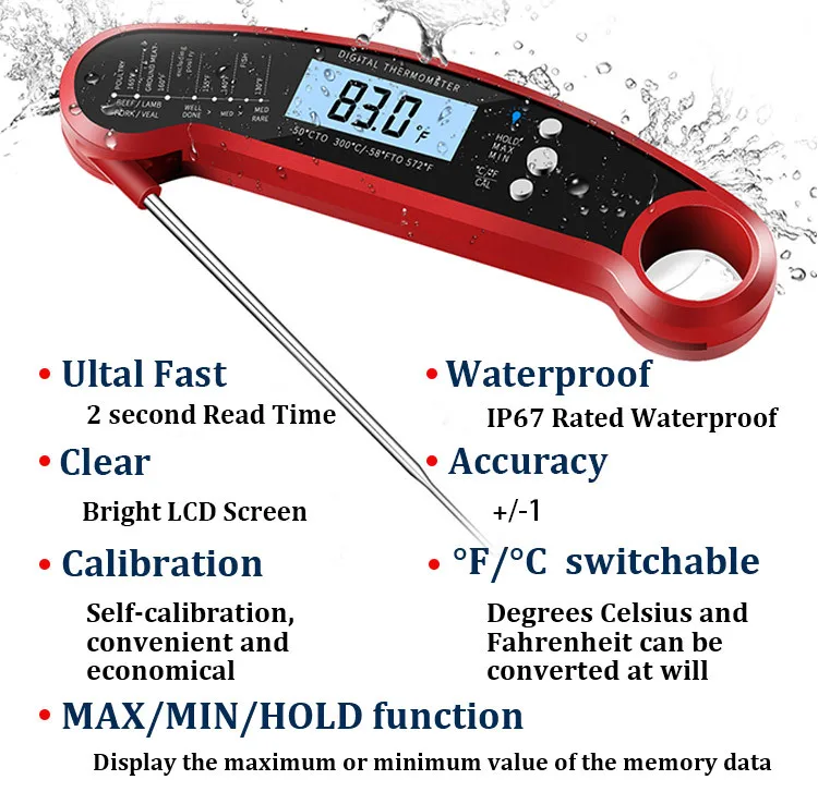 Outdoor Grilling And Bbq Thermometer Digital Instant Read Food Thermograph Cooking Food Probe