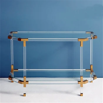 Gold Acrylic Console Lucite Vintage Console Table