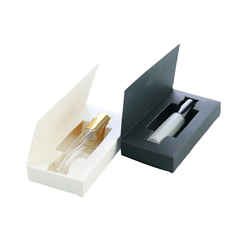 5ml 10ml Clear Frosted Mini Fragrance Vials Attar Perfume Oil Glass Spray Pump Bottles With Paper Box Packaging