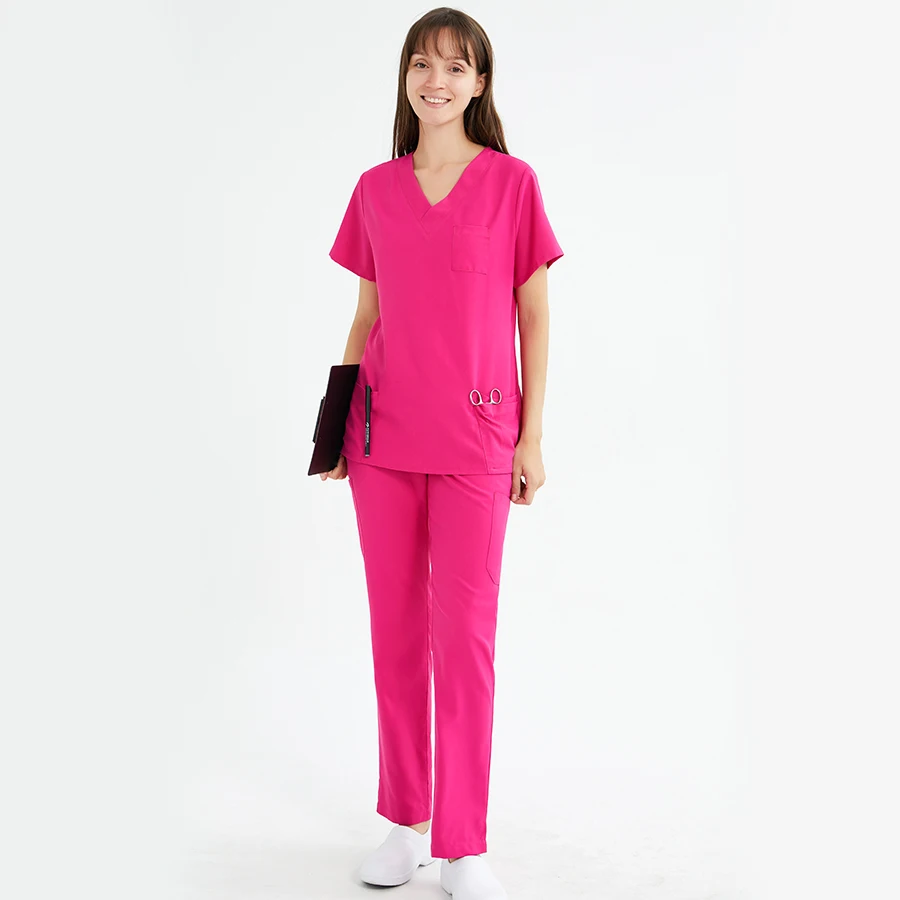 Polyester Rayon Spandex Scrubs Uniforms Sets Fashionable Designs New
