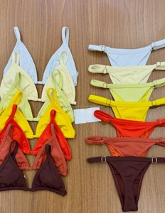 New Summer Women's Sexy Triangle Bikini Set Sports Style Clashing Swimwear  Fashionable Color