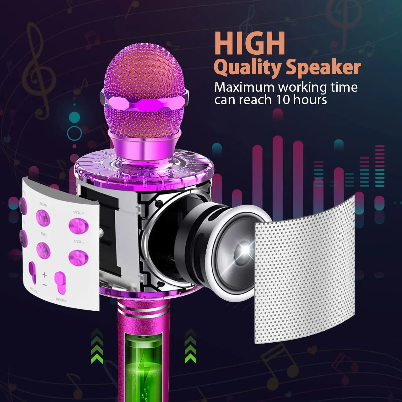 Best Ws858l With Light Usb Megaphone Portable Wireless Mic Karaoke