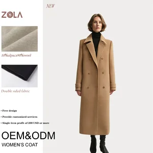 ZOLA Luxury Camel Double-Breasted Coat 10% Alpaca 90% Wool Double Sided Fabric Customized OEM&ODM