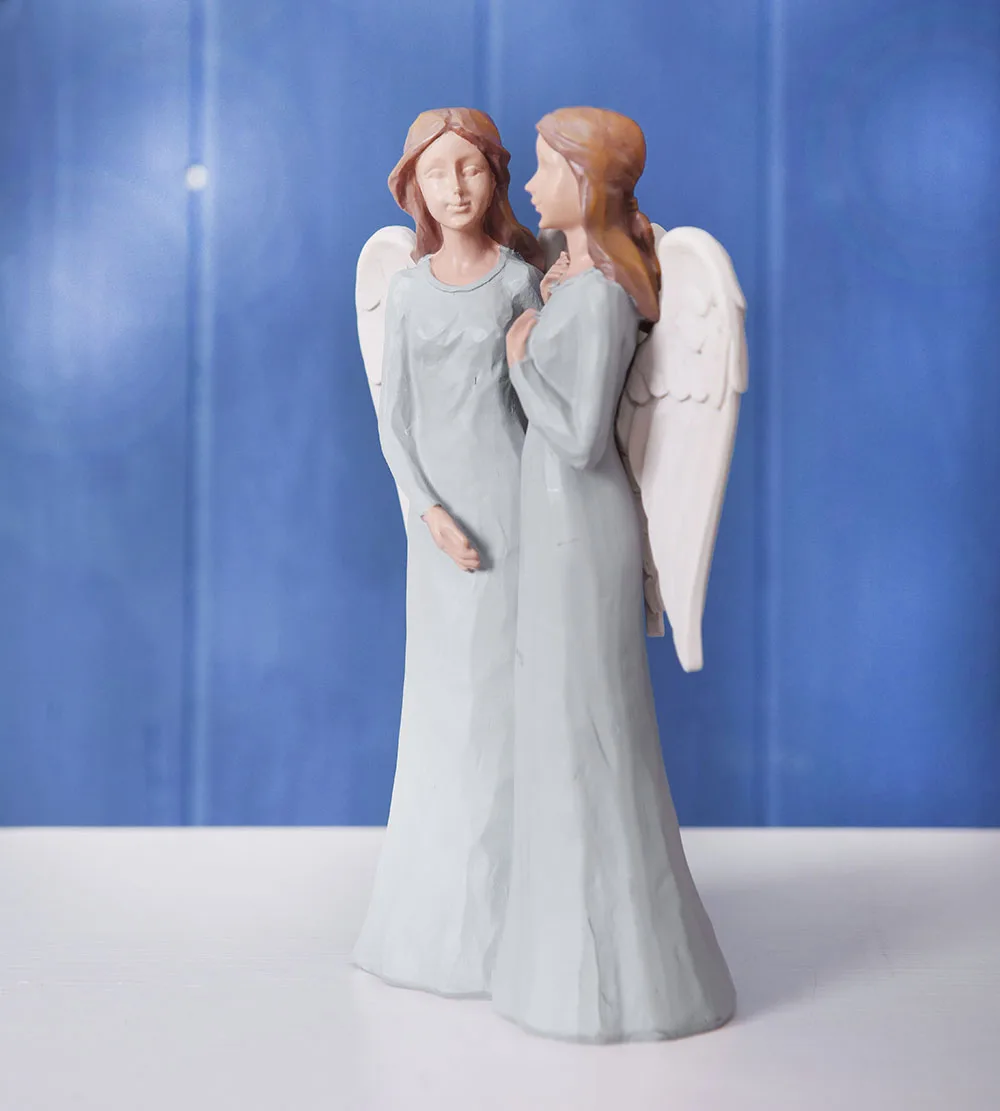 树脂姐妹永远天使雕像热卖天使礼物姐妹朋友之间的家居桌面装饰, image size:1000x1111