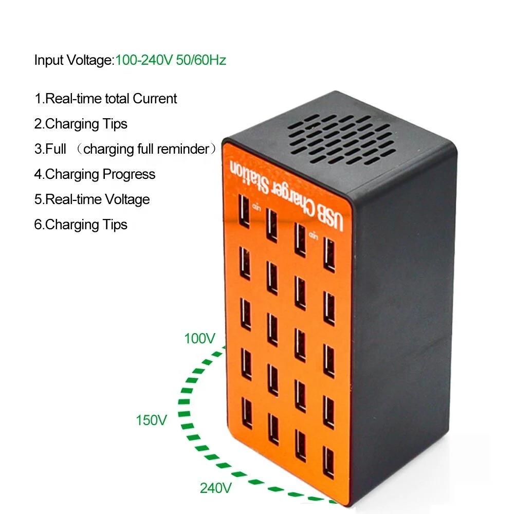 Caricatore USB 20 Porte HUB 100W Stazione di Ricarica Rapida da