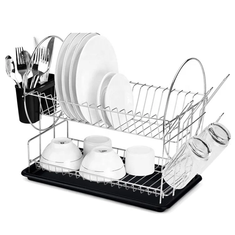 Wholesale DTK Rust Proof Over The Sink Dish Drying Rack Foldable 2 Tier Two  Layers Double Metal Custom Cheap Kitchen Dish Drainer Rack From  m.