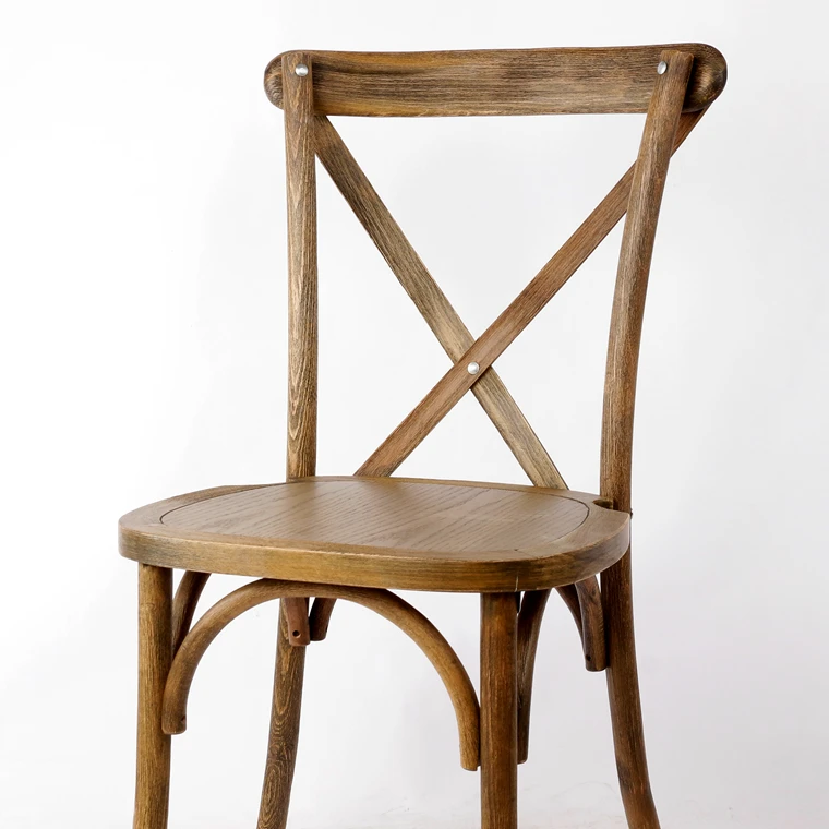 Wholesale Wood Stackable Cross X Back Antique Dinning Room Chair wooden Used Banquet Antique Crossback Dining Chairs For Sale