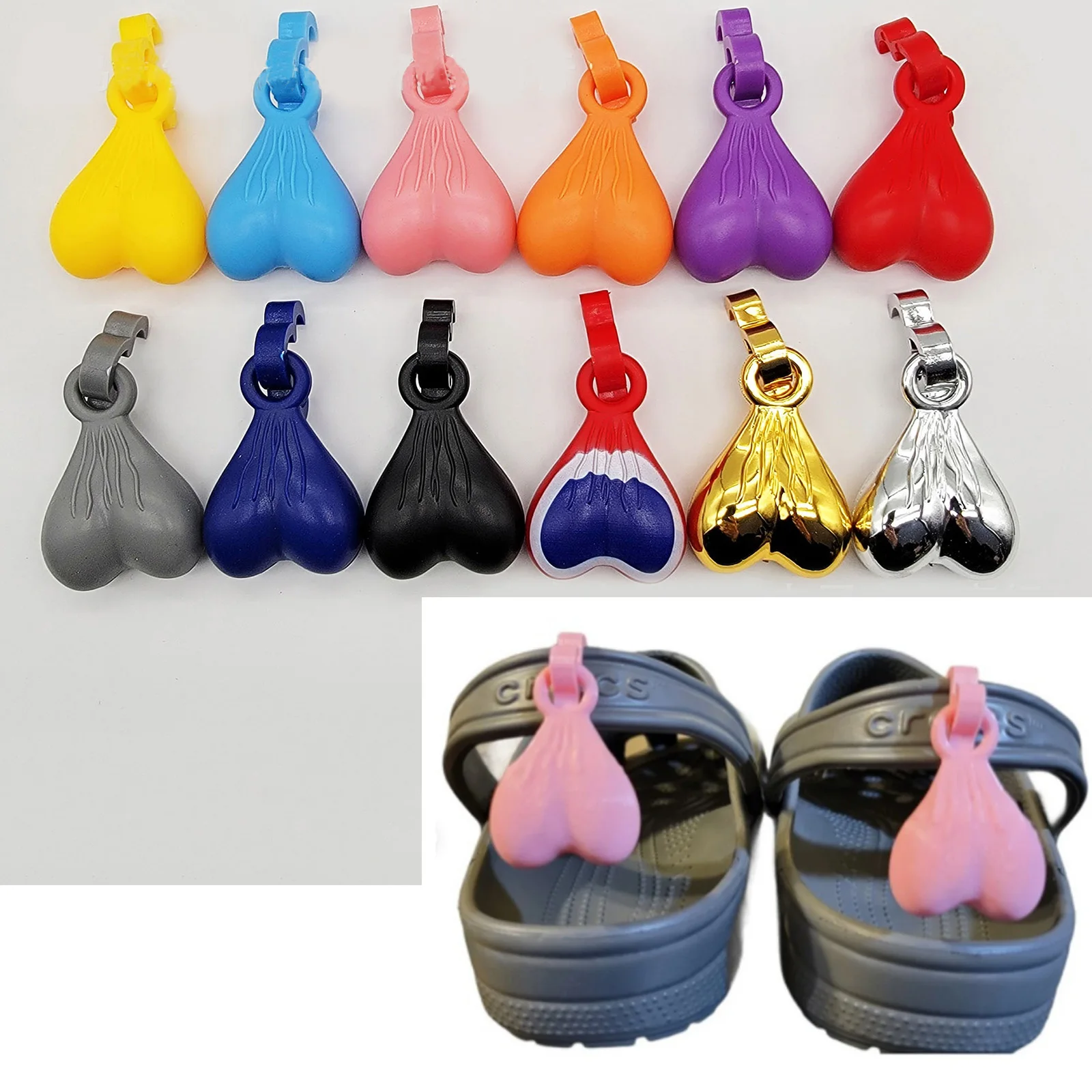 Eggs Shoe Charm Novelty Nuts Funny Shoe Accessory Decoration Charms Balls For Slippers Decorative Shoe Buckle