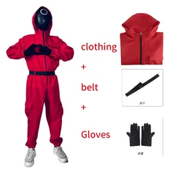 2021 High Quality Squid Game Costume Cosplay Red Jumpsuit Belt Cosplay Halloween Party Cosplay Squid Game Costume