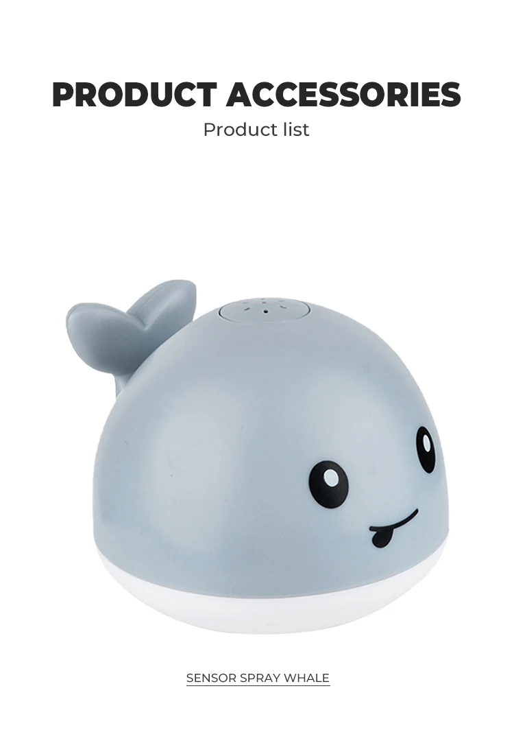 Hot Seller Whale Automatic Water Bath Toy With Led Light,Spray Whale