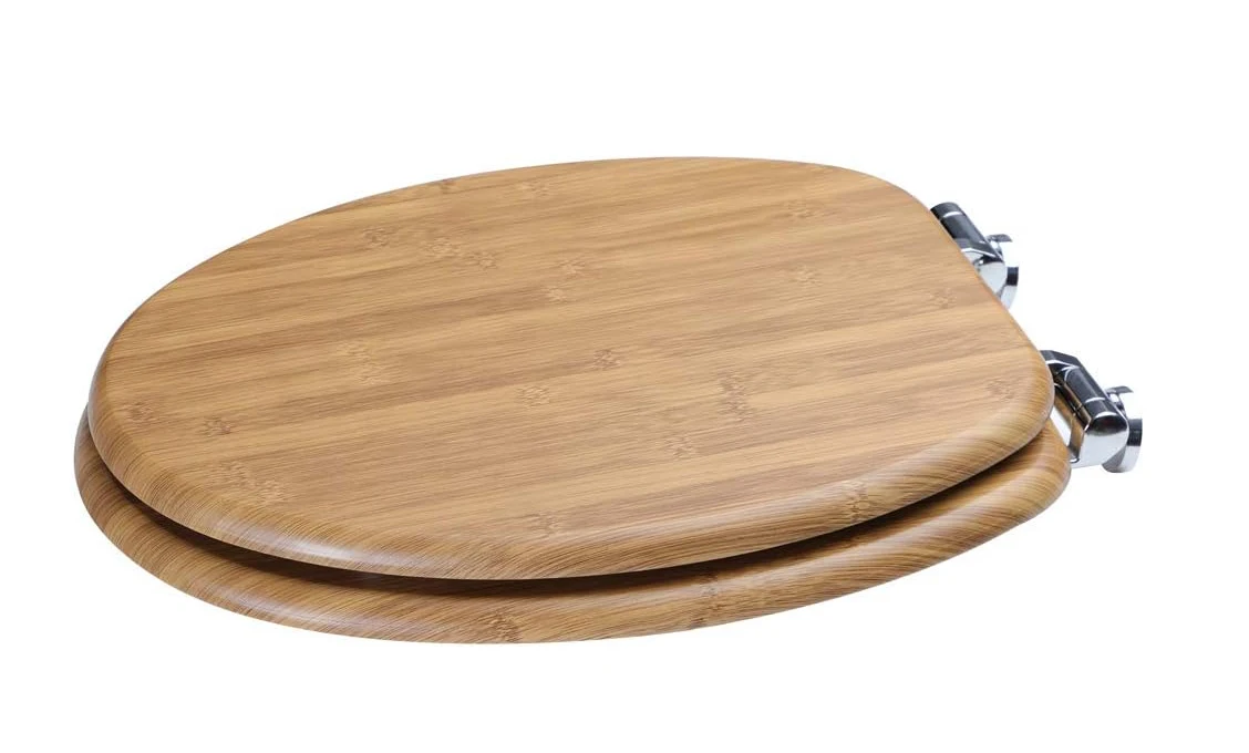 product bamboo toilet seat with slow close hinges natural wood toilet lid universal fit easy install eco friendly bathroom accessory-0