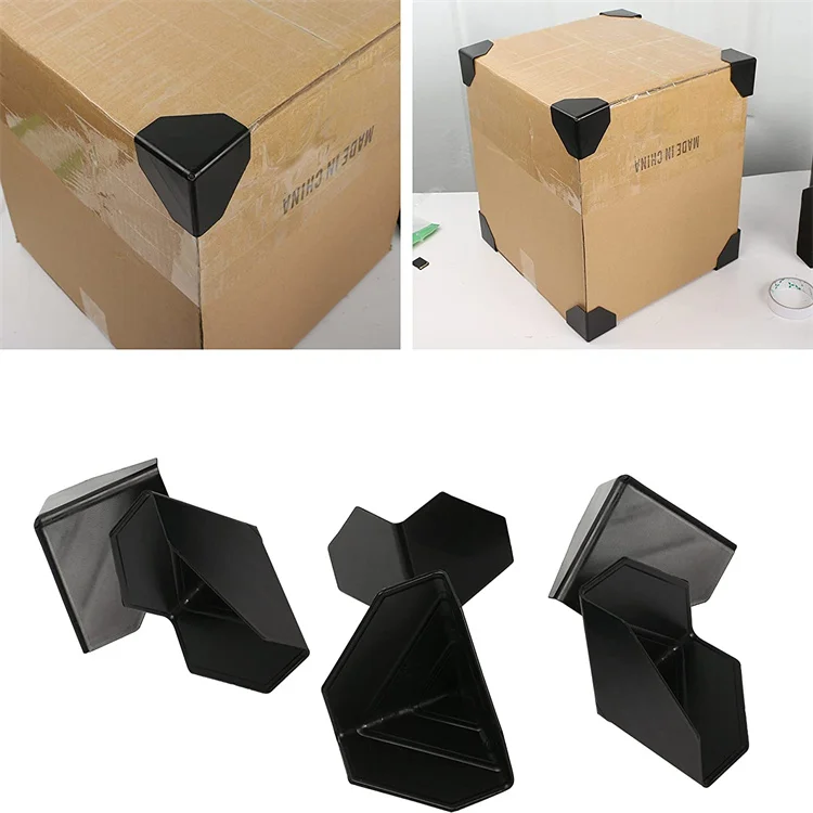 60mm Anti-collision Cardboard Box Plastic Corner Protection Furniture Packaging Box Three Sided Plastic Protective Corner Black