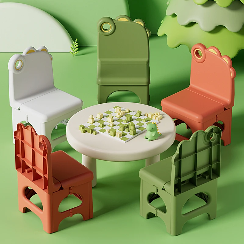 Factory Prices New  Design High Quality Kids Backrest Portable Dinosaur  Folding Plastic Backrest Chair