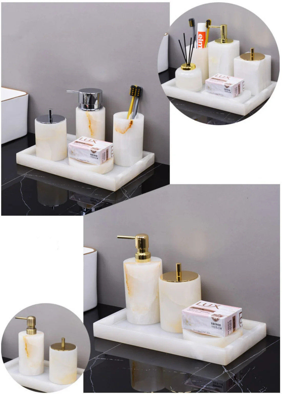 Marble Bathroom Accessories Set Natural Marble Bathroom Accessories Set ...