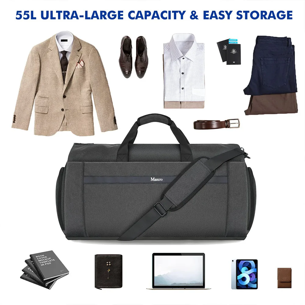 Hot Selling 55l Ultra Large Capacity Men Garment Duffle Bag Water