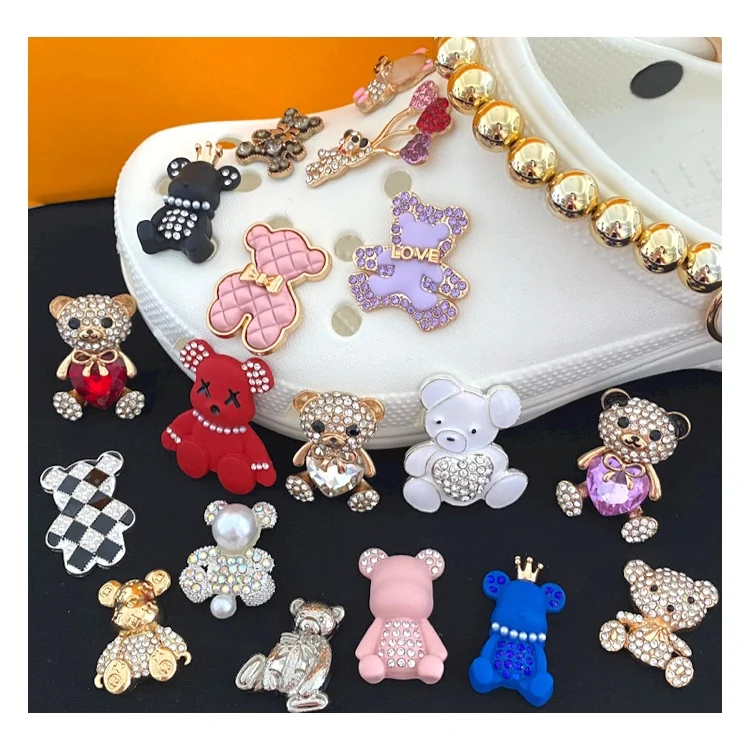 Shoe Charms Set of 20 With Chaincool Bear Charms for Bowknot 