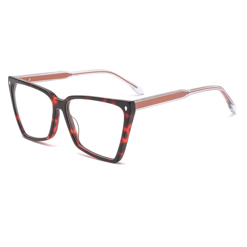WYHX- YHA8021 New Woman Fashion Acetate Cat Eye Eyeglasses Frames for All Face Spectacle Eyewear with Hinge Insert Temple Pins