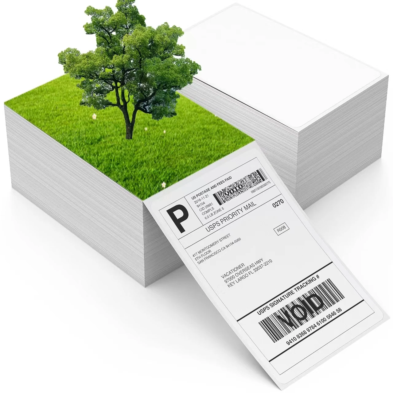 Compostable Direct Thermal 100x150 Labels 4x6 USPS Parcel Shipment Adhesive Sticker 4X6 Thermal Labels