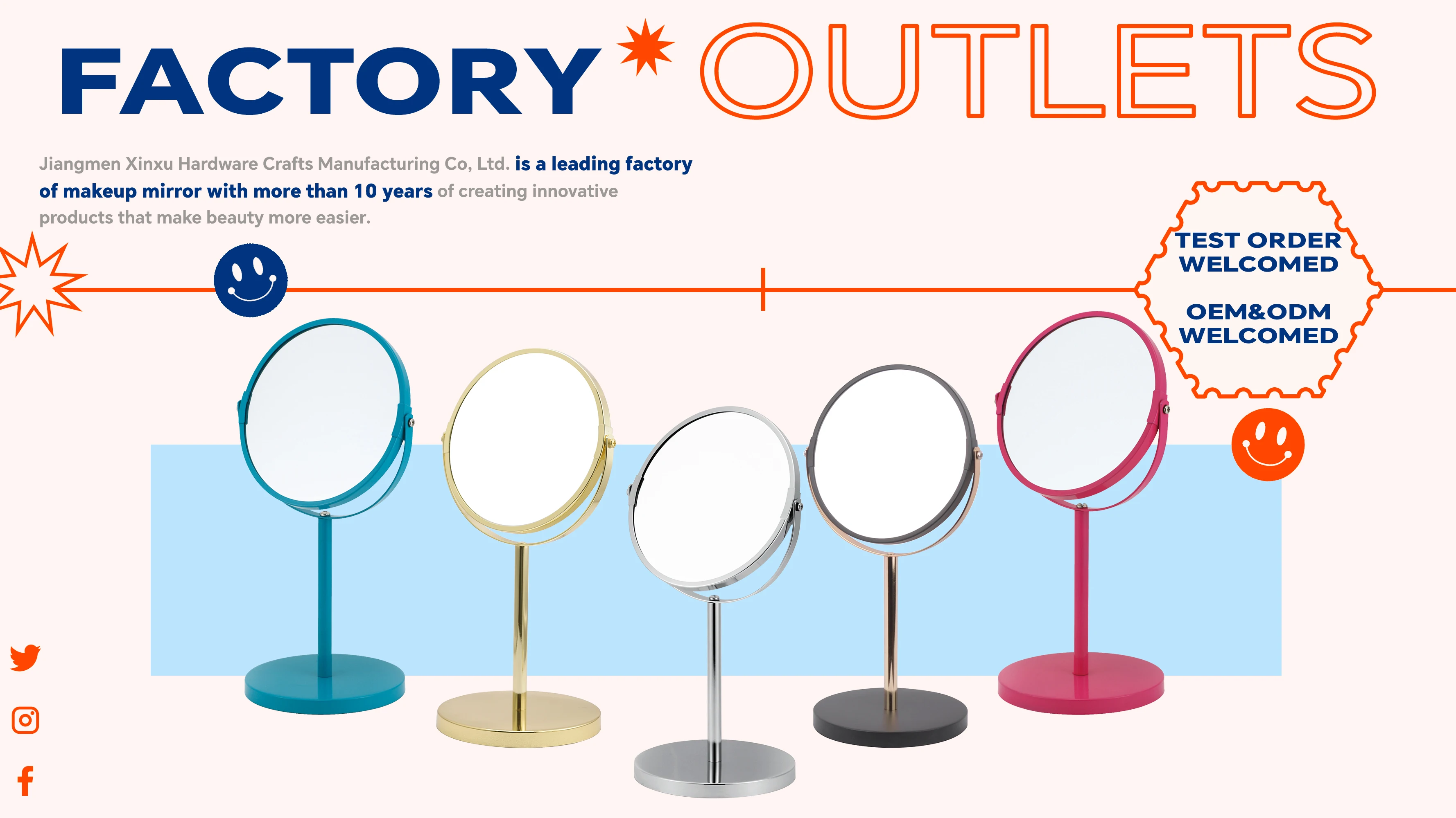7 Inch Round Double Sided Makeup Mirror Personalized Chrome Rotatable 5X Magnifying with Metal Base for Desktop