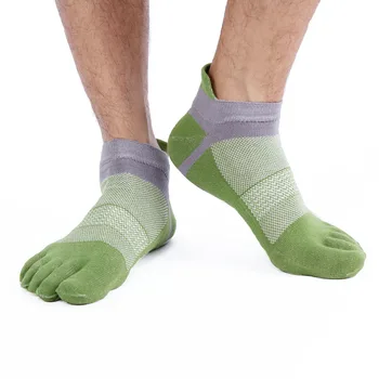 mesh Men cotton five finger 5 toe ankle athletic toe socks