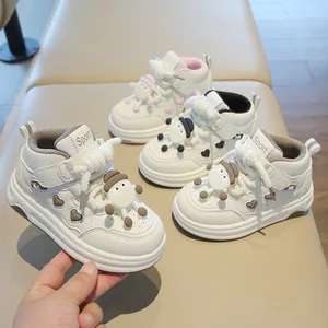 Wholesale Children's Sports Sneakers White High-Top Cartoon Casual Shoes for Boys Girls Soft-Soled Kid Sneakers Outdoor