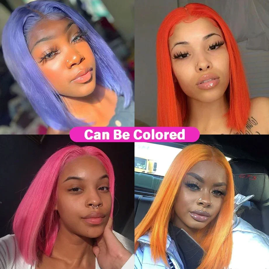 Perruques de cheveux humains droites Bob 99J Perruques frontales en dentelle Perruques frontales en dentelle droites bordeaux Perruques courtes_voghion.com