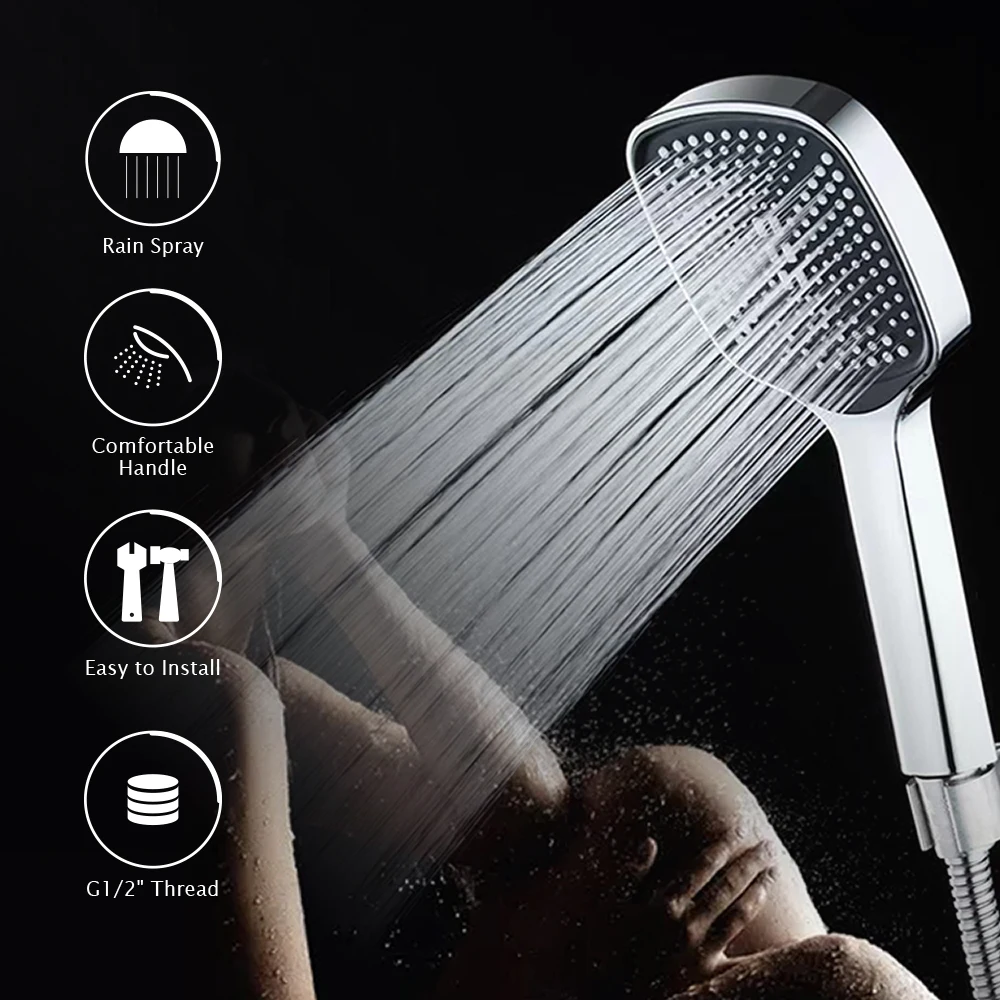 Chromed Square Shower Head Universial Handheld Shower Sprayer Bath ...