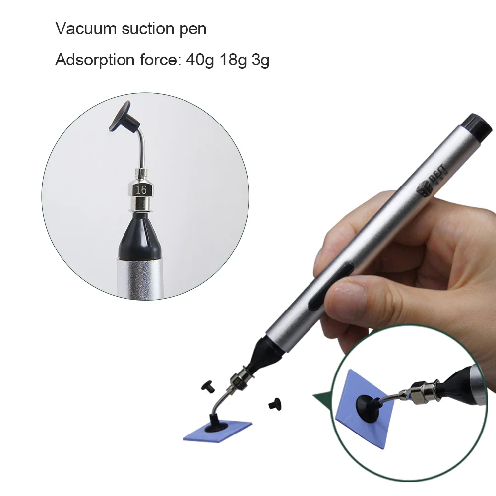 Vacuum Suction Pen Kit – Lightweight Pick-Up Tool With 2 Tips & 6 Suction Cups For IC, SMD, And Small Component Handling