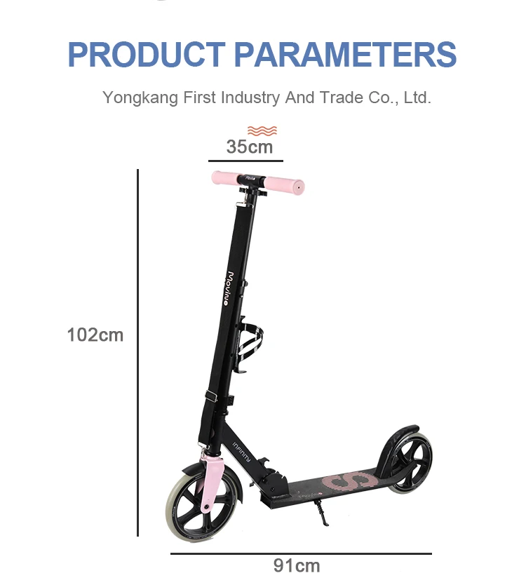 2 Wheels Adults 200mm Big Wheels/rubber Wheels Foldable Foot Kick