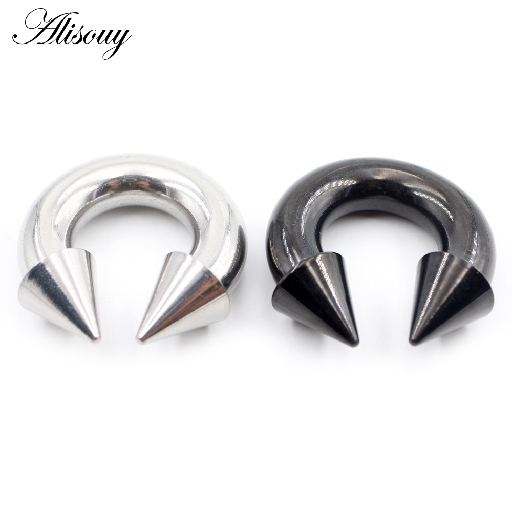 Alisouy 1pc Big Large Size Captive Spike Nose Ring Ear Plug Expander Guauge Male Genital BCR Hoop Earrings Piercing Body Jewelry