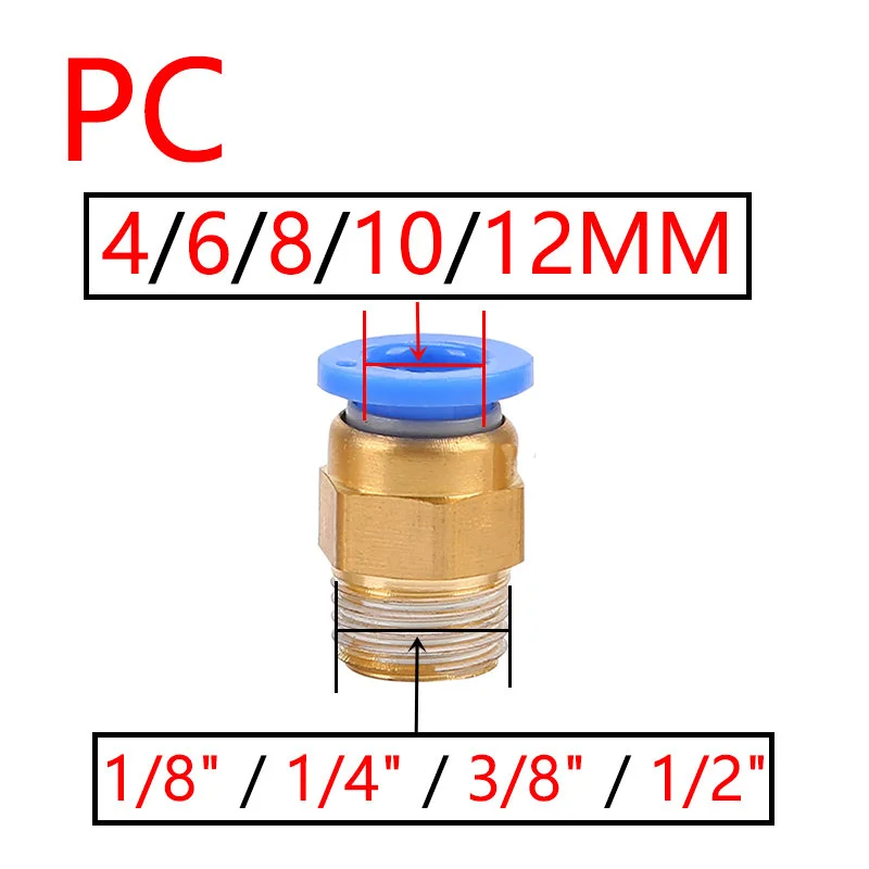 Quick Fitting Quick Coupler Screw-in Pneumatic 2pcs Straight Joint Connector PC6-01 PC8-01 (1/8" G) 6mmOD 8mmOD