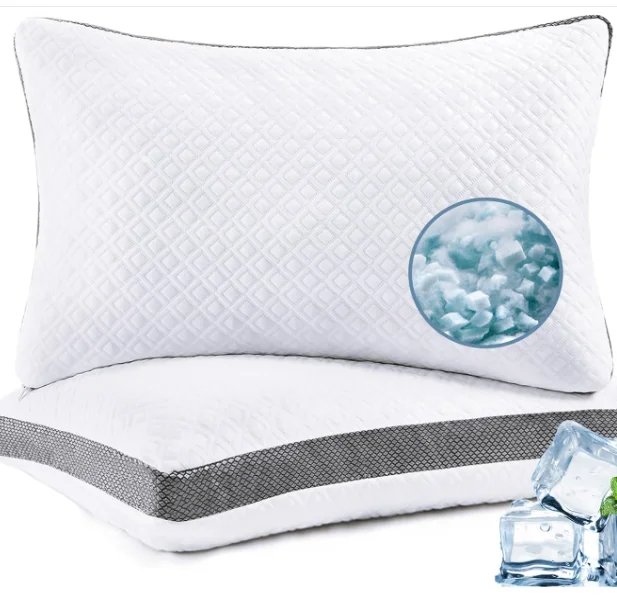 Premium Mesh Breathable Gusset Home Bed Soft Cooling Cover Summer Cold Adjustable Shredded Memory Foam Neck Pillow