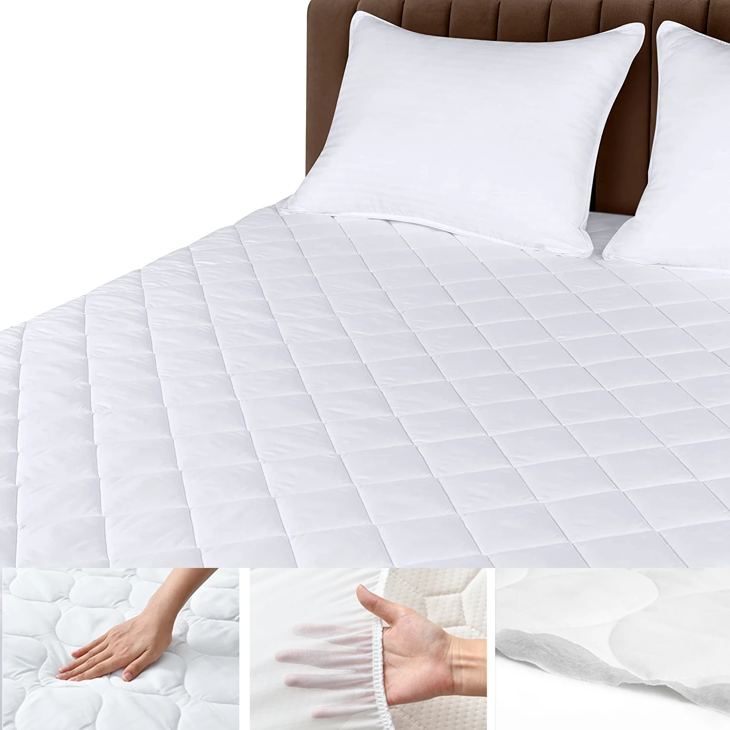 Натяжная простыня 100% Водонепроницаемая дышащая защита матраса кровати от клещей Водонепроницаемый ультразвуковой стеганый