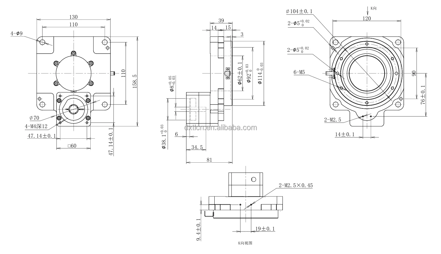 High Precision 130mm Hollow Rotary Platform Planetary Rotating Table CNC Machinery Adapt to 400w Servo Motor 57/60 Stepper Motor manufacture