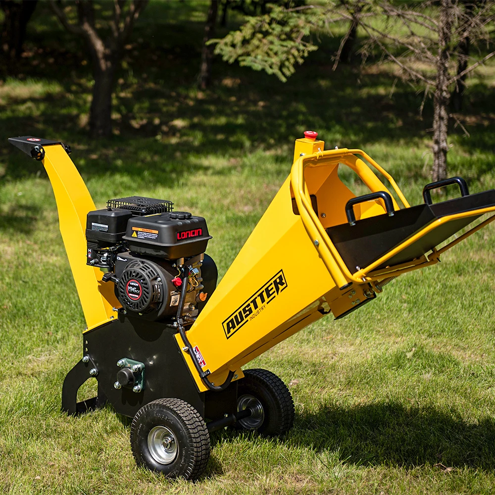 AUSTTER Small Firewood Processor  7HP Towable & CE Approved Petrol Powered Mini Wood Chipper Shredder for Grinding Branches