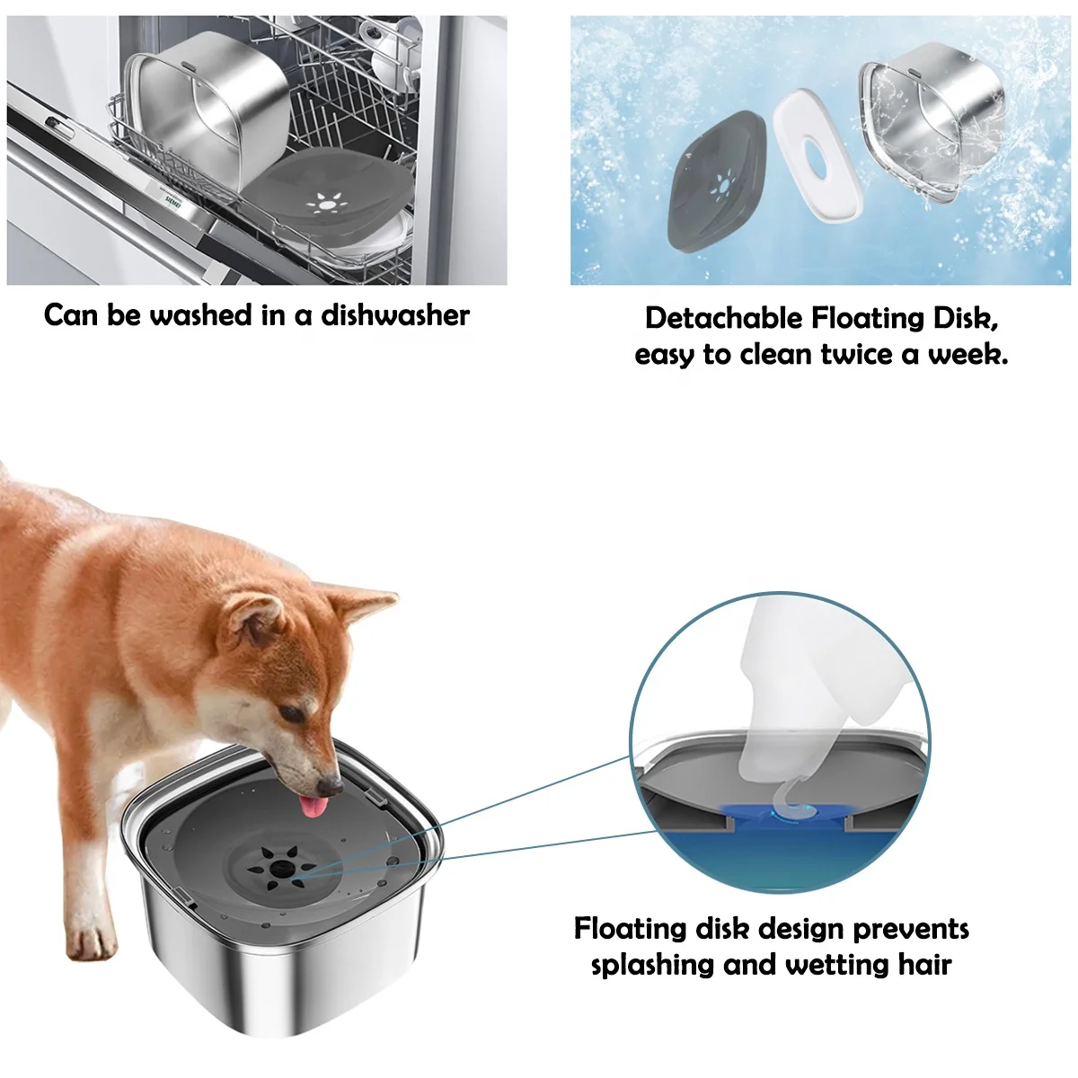 Переносная миска для собак и кошек из нержавеющей