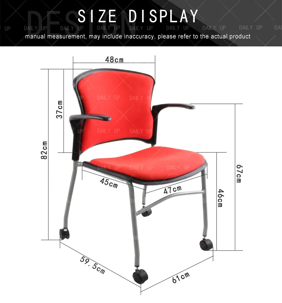 High Quality Kitchen Chair With Wheels Metal Frame Mobile Training Chair With Cushion And Ergonomic Armrest For Dining And Study