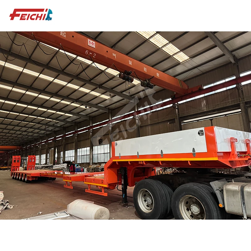 6 Axle Low Bed Trailer Length 16 Meters 8 Meters Pull-out Expansion Airbag Lifted Lowbed Semi Truck Trailer