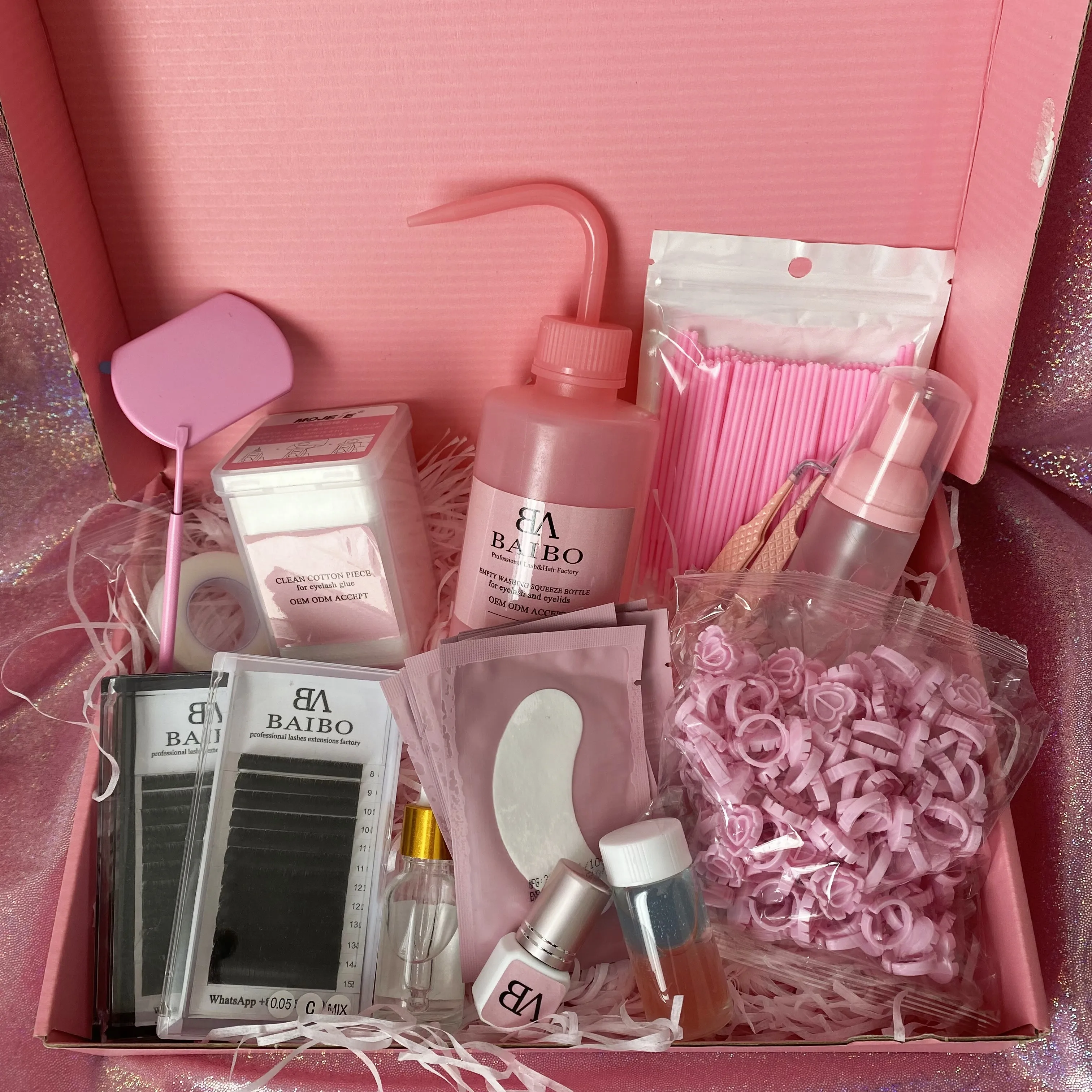 Pink Eyelash Extension Starter Kit with Tools and Colored Lash Fans Individual Eyelash Extension Kit main image 2