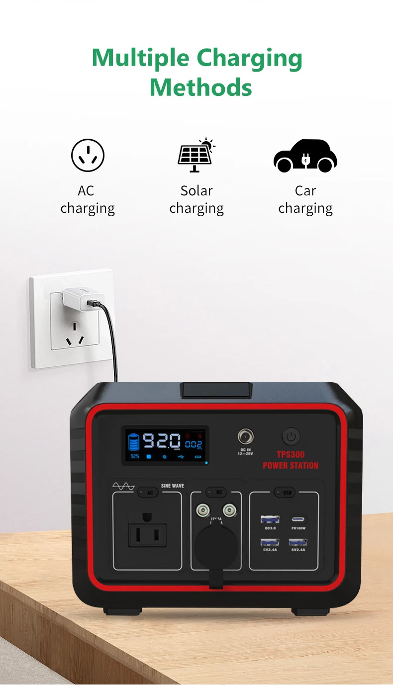 Wireless Charging 300w Portable Power Station Camping Outdoor Energy Storage Power Supply