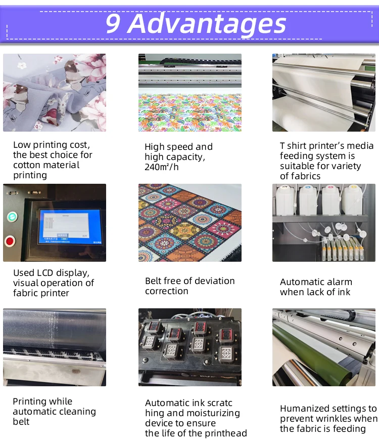 Direct Printing on Fabric Digital Textile Printing Machine Polyester Belt Silk Printer