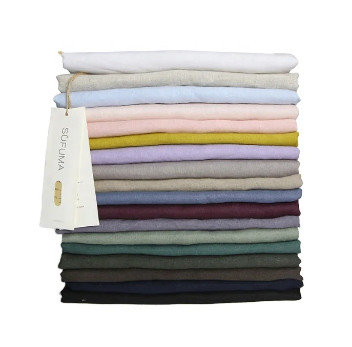 Винтажная промытая 100% льняная ткань и каменная французская