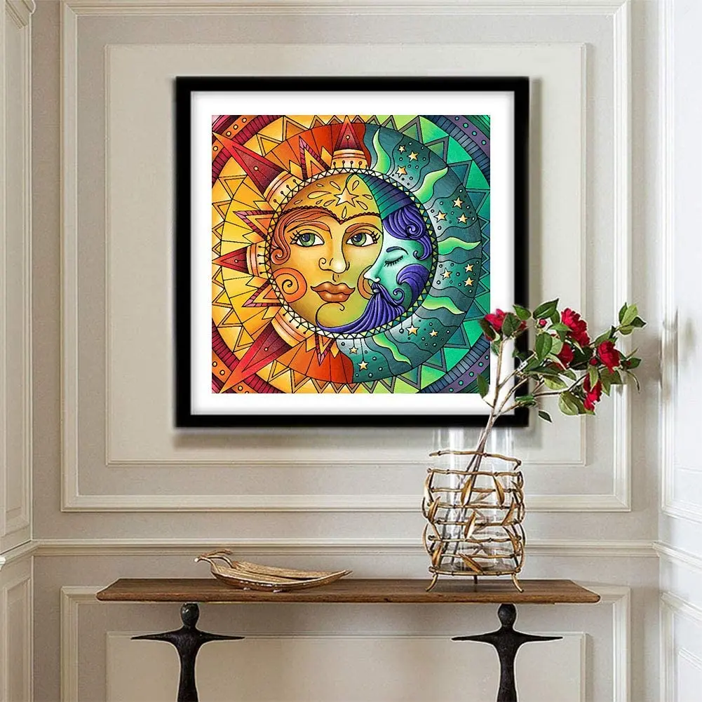 Diamond Painting Kits for Adults,Sun and Moon Face Full Drill Dots