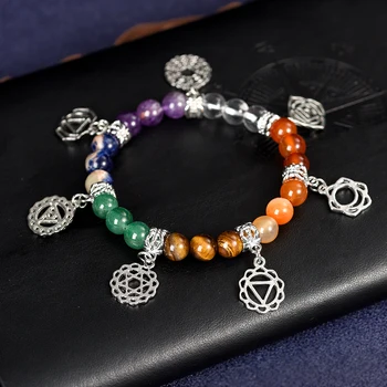 Factory Direct Sales 7 Chakra Bead Pendant Bracelet