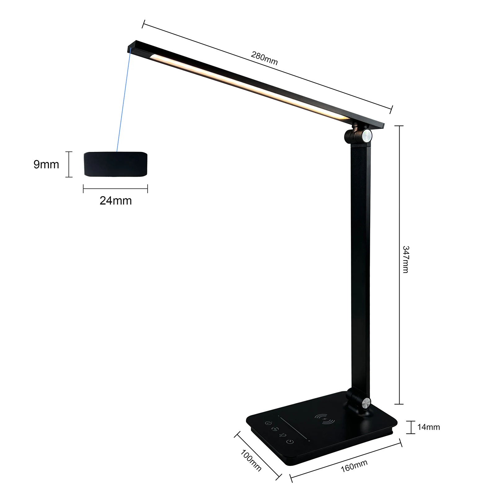 Modern Metal Dimmable Touch Sensor LED Desk Lamp USB Battery with Wireless Charger for Office or Home
