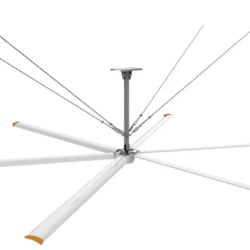 24ft/7.3m HVLS Industrial Large Ceiling Fan Black Silver Aluminum Free Spare Parts 3 Years Big Fan for Warehouse Restaurant 39DB