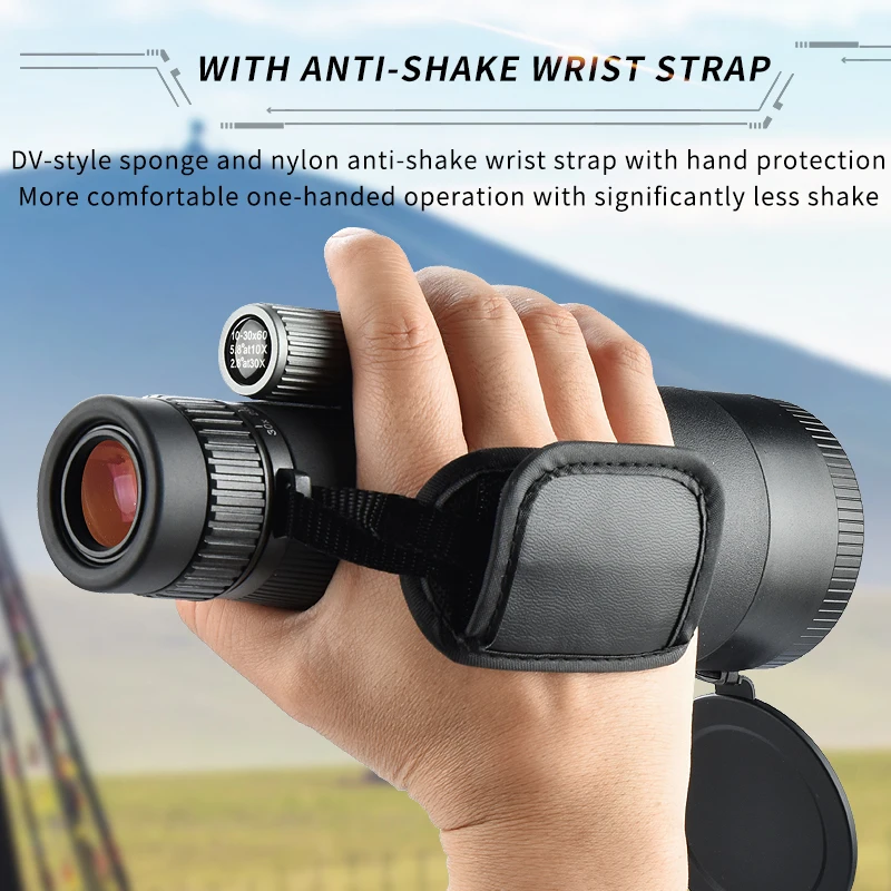 GOOCHIN Long Range Zoom Monocular Telescope Large Optical Lens 10-30x60  Monocular with Tripod Phone Adapter