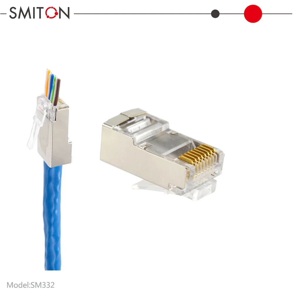 Rj45 Connector Cat5 Cat6 Shielded Rj45 Pass Through Ends 8p8c Ethernet ...