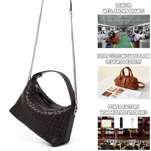 Wholesale Customized Women's Retro Leather Shoulder Bag High-quality Ladies Handbags Light Luxury Woven Bag