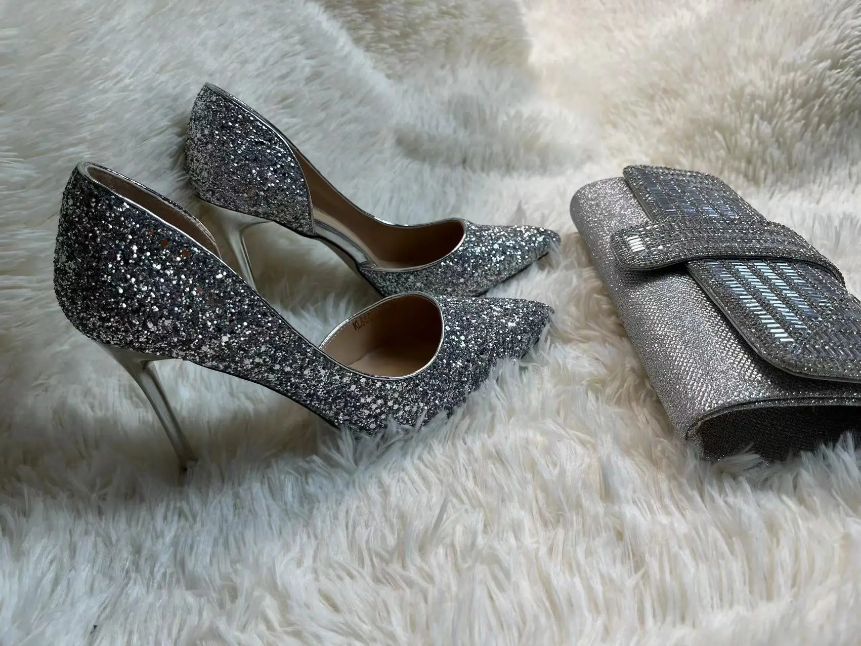 Nigerian Wedding Shoes and Matching Bag Bling Rhinestone Sandals Heels  Bridal Heels for Ladies Italian Shoe and Bag Set Nigeria